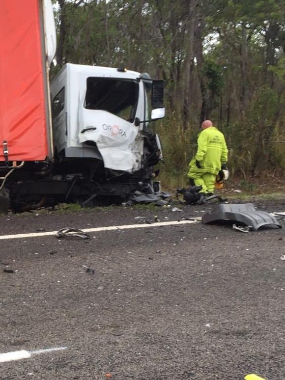 The scene of Monday's fatal collision on the Bruce Highway near Rollingstone. Picture: SUPPLIED