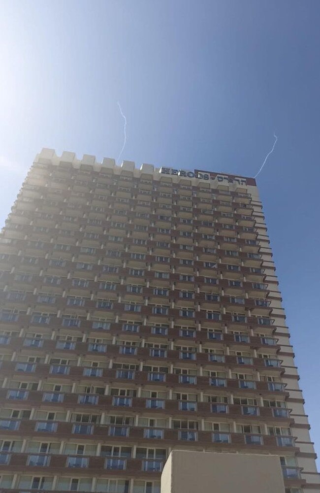 Palmerston woman Asher Lilley photographed missiles flying above buildings in Tel Aviv amid an escalation of violence in Israel.