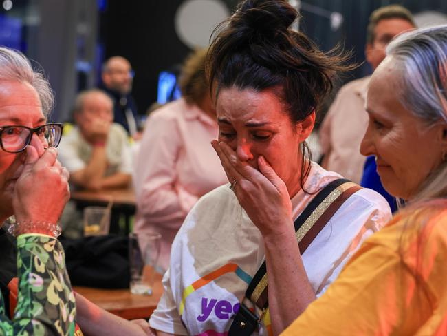 Yes supporters react as results come in. Picture: Jenny Evans/Getty Images