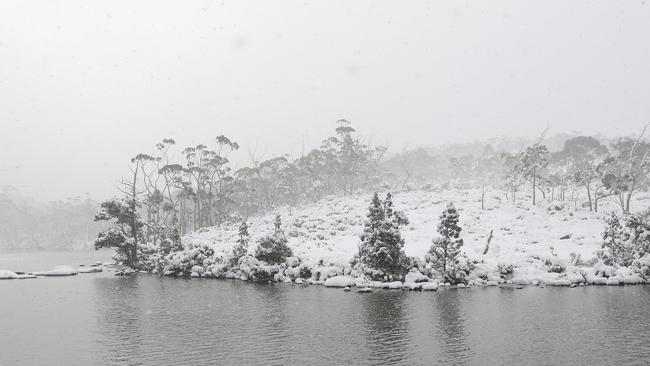 Snow at Lake Dobson. Picture: NIKKI DAVIS-JONES