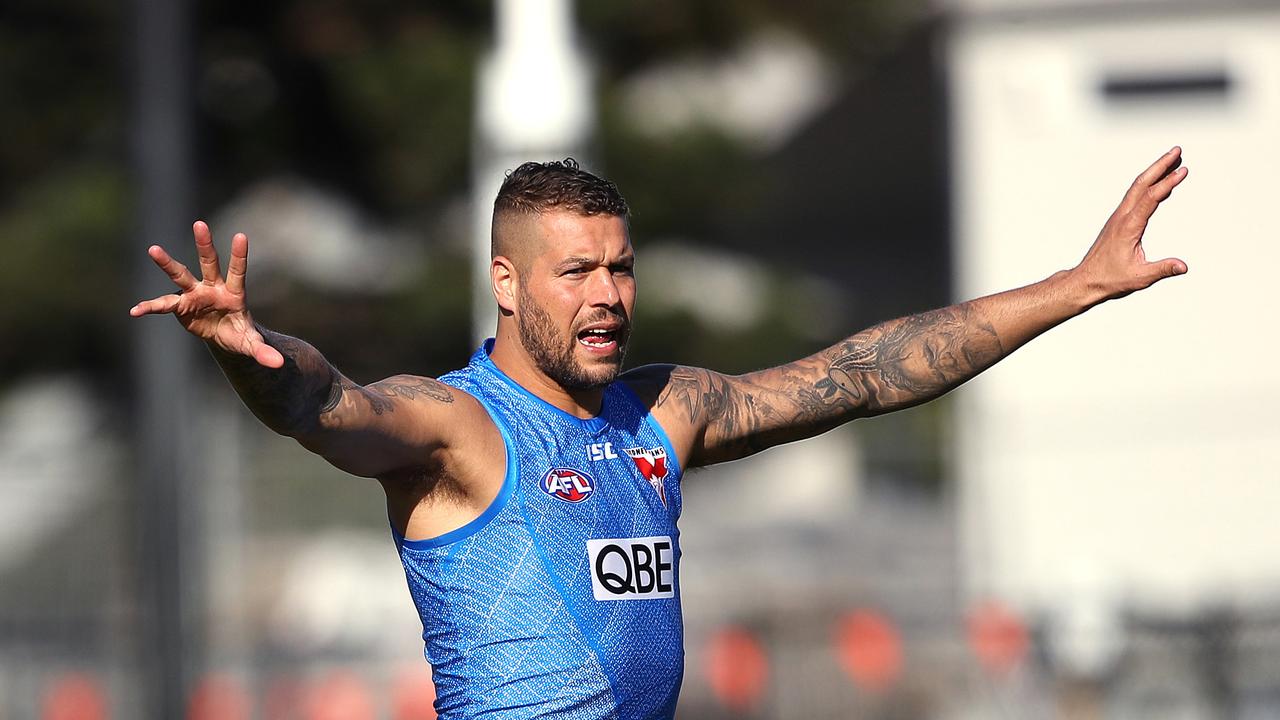 Lance Franklin during a training session at Lakeside Oval. Picture. Phil Hillyard