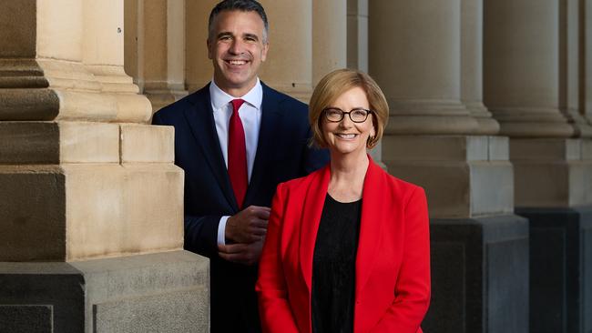 Peter Malinauskas and Julia Gillard for the announcement that she will be head of the state’s Royal Commission into early childhood education and care. Picture: Matt Loxton