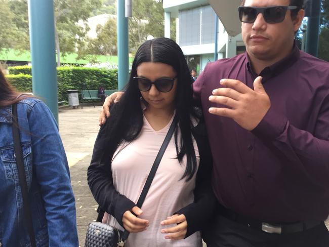 Marissa Esposito (centre) leaving Gosford Local Court where she pleaded guilty to defrauding an autism charity of more than $330,000.