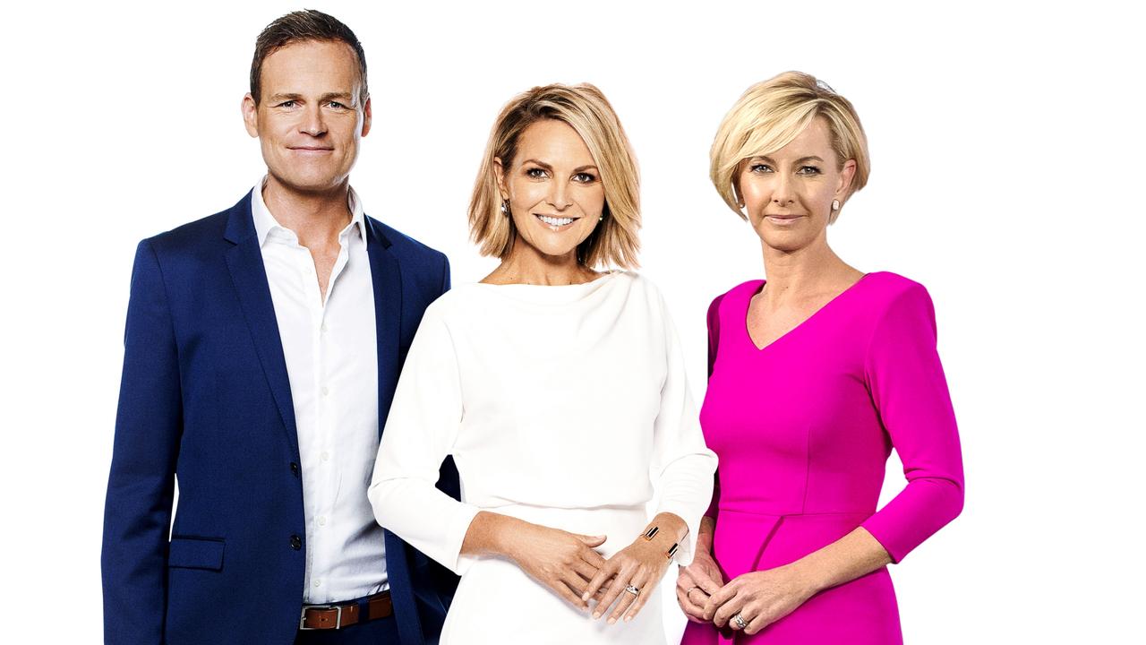 Today’s 2019 line-up, from left: Tom Steinfort, Georgie Gardner and Deb Knight.