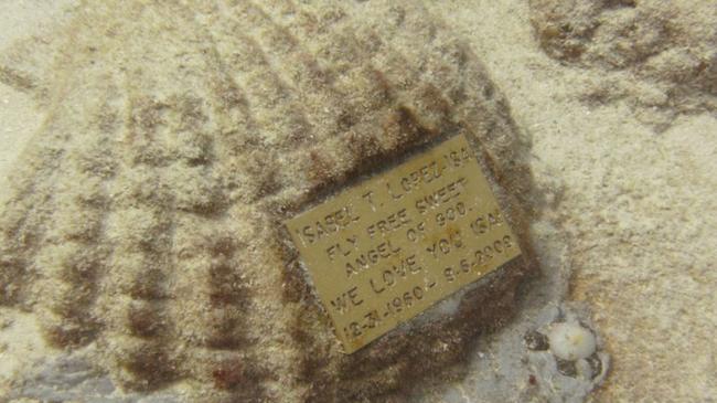 A plaque at the Neptune Memorial Reef in Florida. Picture: Neptune Memorial Reef