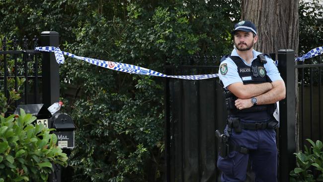 Police guard the crime scene at Wahroonga on Thursday. Picture: NCA NewsWire/David Swift