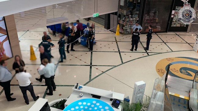 Police inside the Cairns Central shopping centre after Wednesday’s alleged attack. Picture: Queensland Police