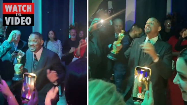 Will Smith parties up with Oscar in hand