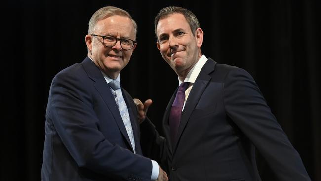 Anthony Albanese and Jim Chalmers at the Jobs and Skills Summit at Parliament House in Canberra. Picture: NCA NewsWire / Martin Ollman