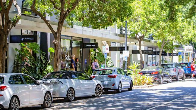 Stores along James St in Fortitude Valley have adapted to the world of coronavirus, with more than half of some stores open. Picture: File.