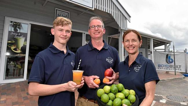 Owners John and Kylee O'Brien with their son Matt have open a new store at The Wharf, Get Fresh. Picture: Patrick Woods