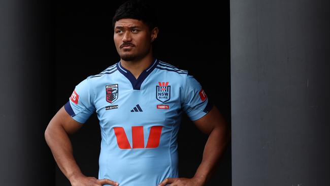 Stefano Utoikamanu is ready to go if Payne Haas is ruled out of the Origin opener. Picture: Jason McCawley/Getty Images