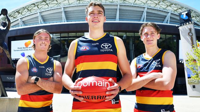 Can new Crows draftees Luke Pedlar, Riley Thilthorpe and Brayden Cook take the club forward in 2021? Picture: Mark Brake