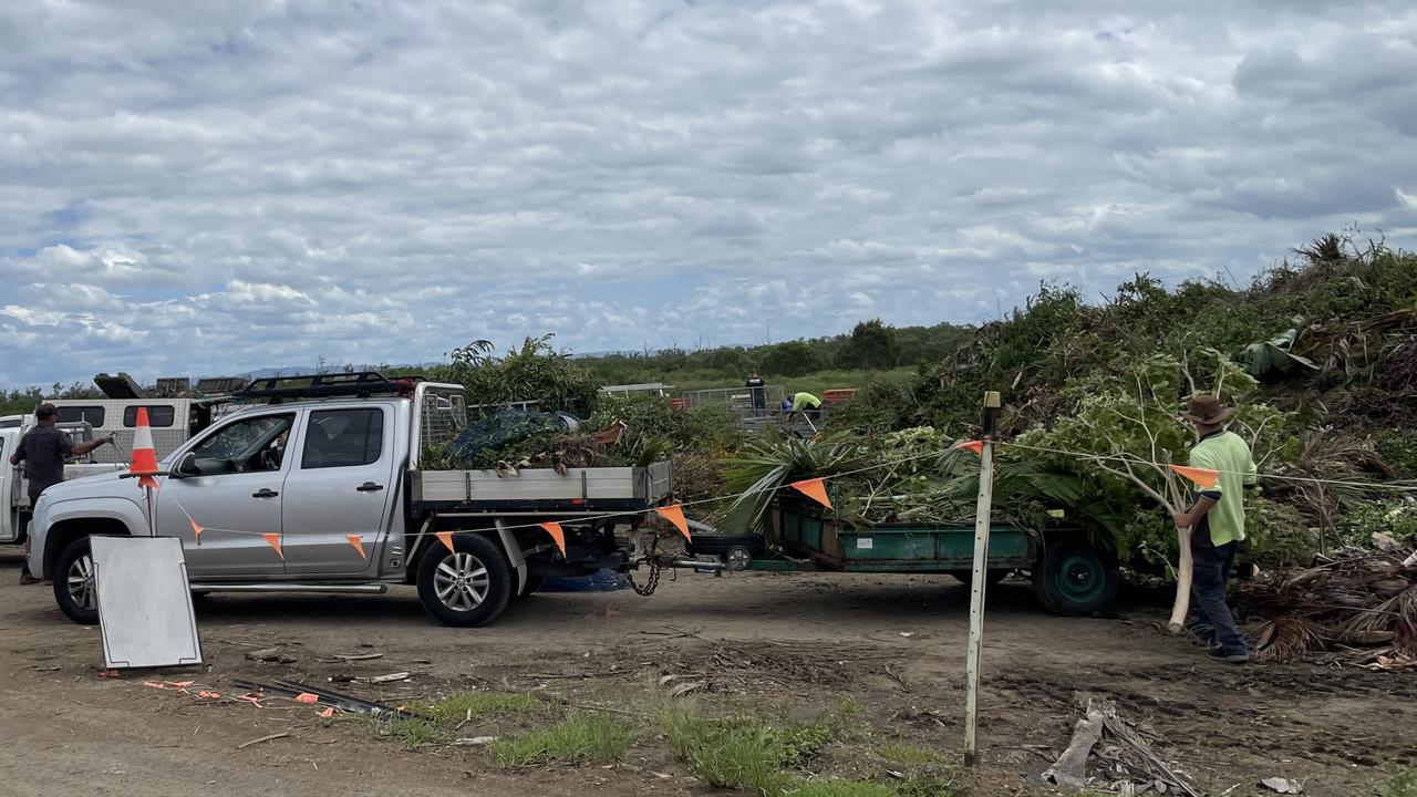 Residents unload green waste at the Rockhampton landfill.