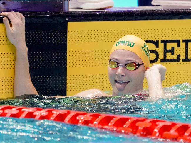 It was a totally different picture after she claimed gold in the PanPacs 50m. Picture: AAP