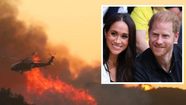 Harry and Meghan are at risk of evacuation as fire engulfs California.