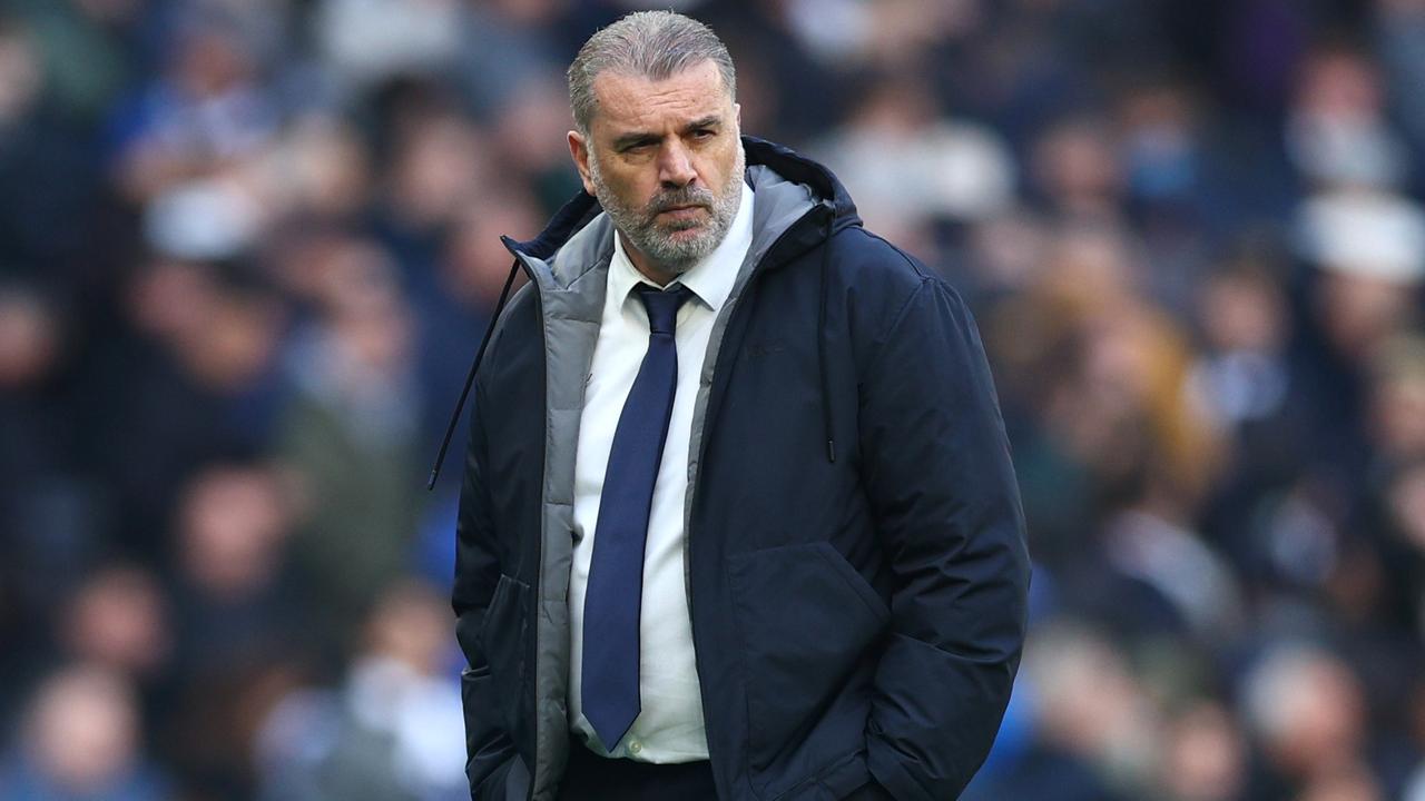 Ange Postecoglou watched the first half carnage. Photo by Clive Rose/Getty Images.