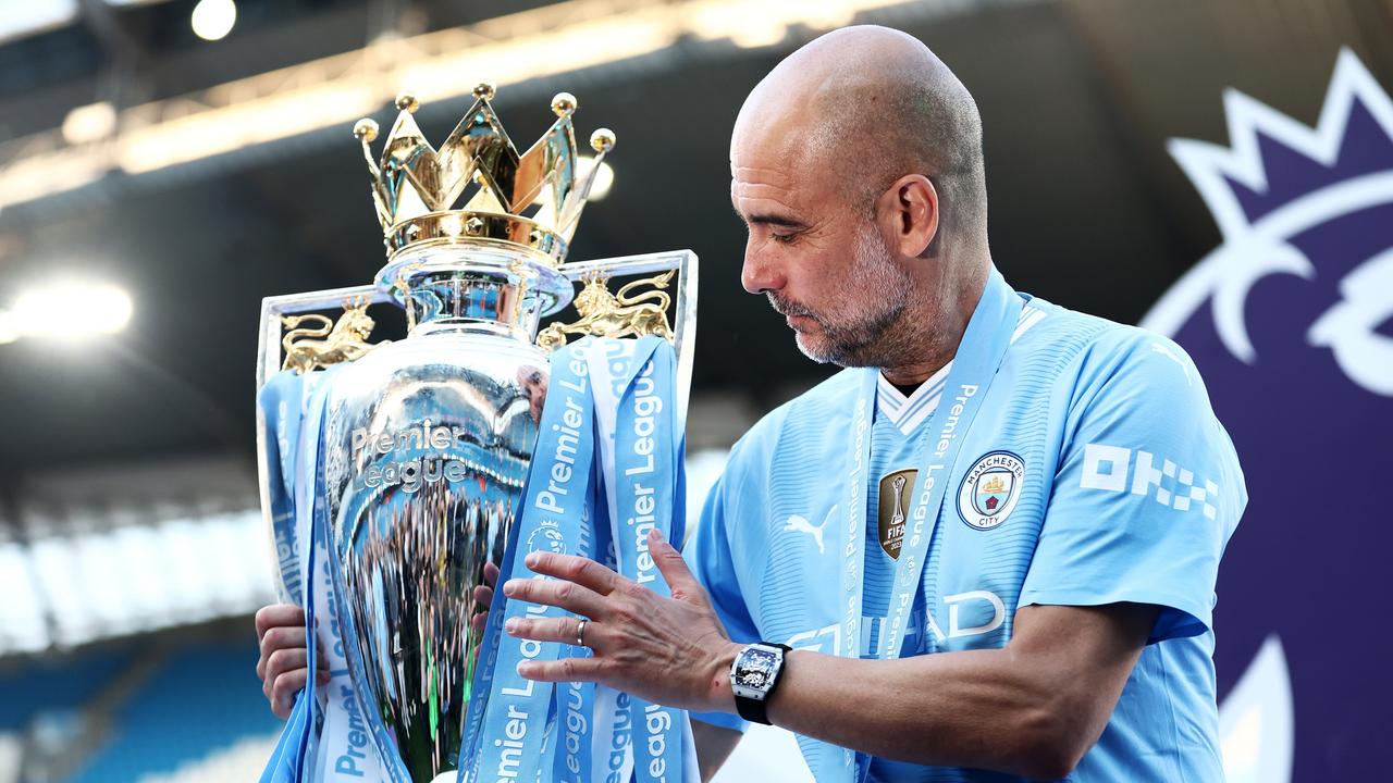 Guardiola guided Manchester City to an unprecedented fourth-straight Premier League title. (Photo by Naomi Baker/Getty Images)