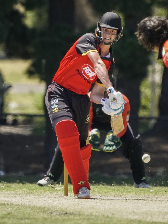 Tom Mutton batting for Beaumaris.