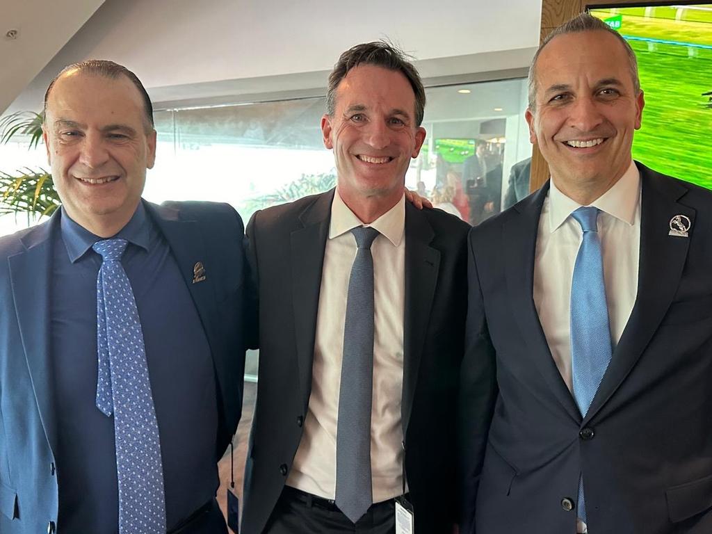 NSW Racing boss and NRL chairman Peter V’landys, AFL CEO Andrew Dillon and NRL CEO Andrew Abdo.