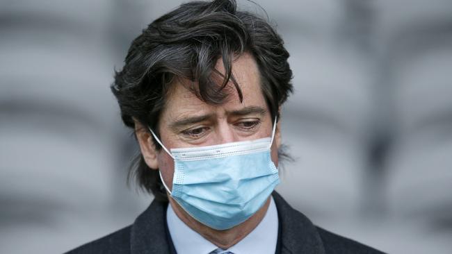 Gillon McLachlan looks on during an AFL press conference. Picture: Getty Images