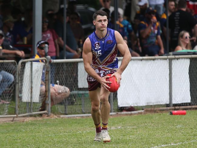 Pictured: Lions sharpshooter Tyron Rainbird. Cairns City Lions v North Cairns Tigers at Holloways Beach. Dreamtime by the Sea. AFL Cairns 2024. Photo: Gyan-Reece Rocha