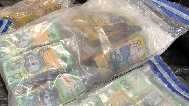 Half a million dollars of cash seized by police during the sting in March. Picture: SA Police