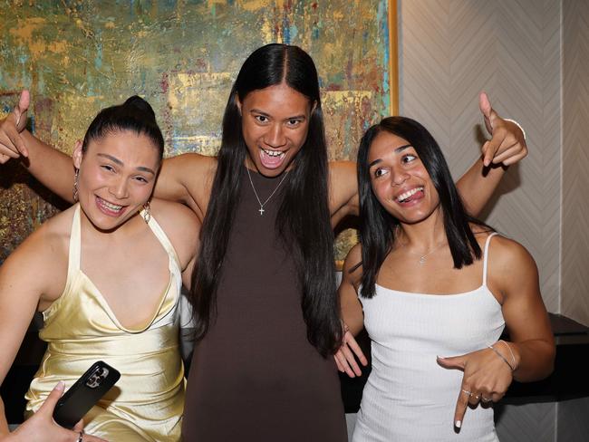 Ivana Lolesio, Chantay Kiria Ratu and Destiny Mino Sinapati at the Gold Coast Titans 2024 NRLW Season Launch at The Star for Gold Coast at Large. Picture, Portia Large.