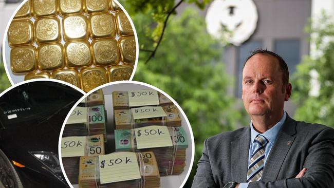 Houses, cash, cars and gold: $60m seized by police. Artwork: Kara Jung