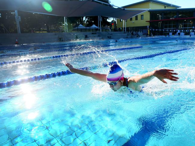 Gabi Chan, of Berowra, training in the early morning, at Hornsby Aquatic and Leisure Centre. Picture: Peter Clark