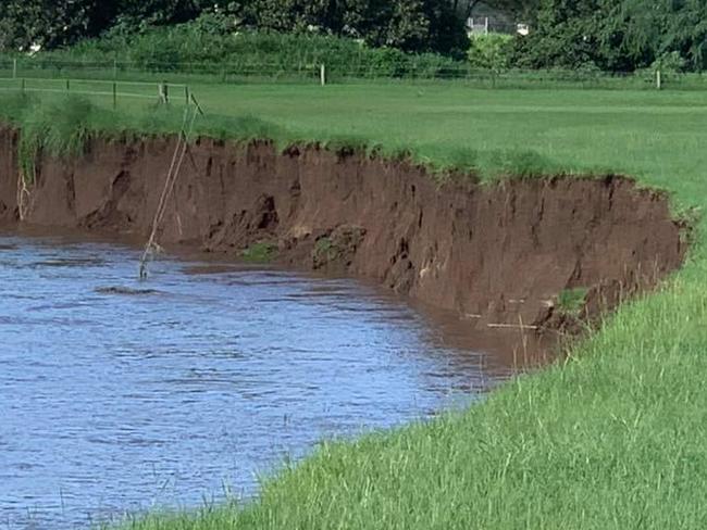 Erosion at the riverbank near the John Muntz Bridge in Upper Coomera. Picture: Mark Boothman / Facebook.