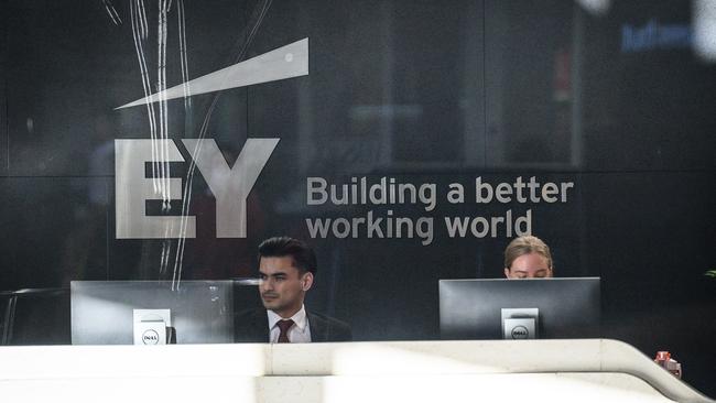 Workers at Ernst &amp; Young’s building in the Sydney CBD. Picture: James Gourley