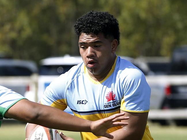 Hasani Bloomfield from U15 Waugh. U15 Ella (Green) v U15 Waugh (Yellow).  Rugby Union Next gen Cup for Under 15s and U14s. Picture: John Appleyard