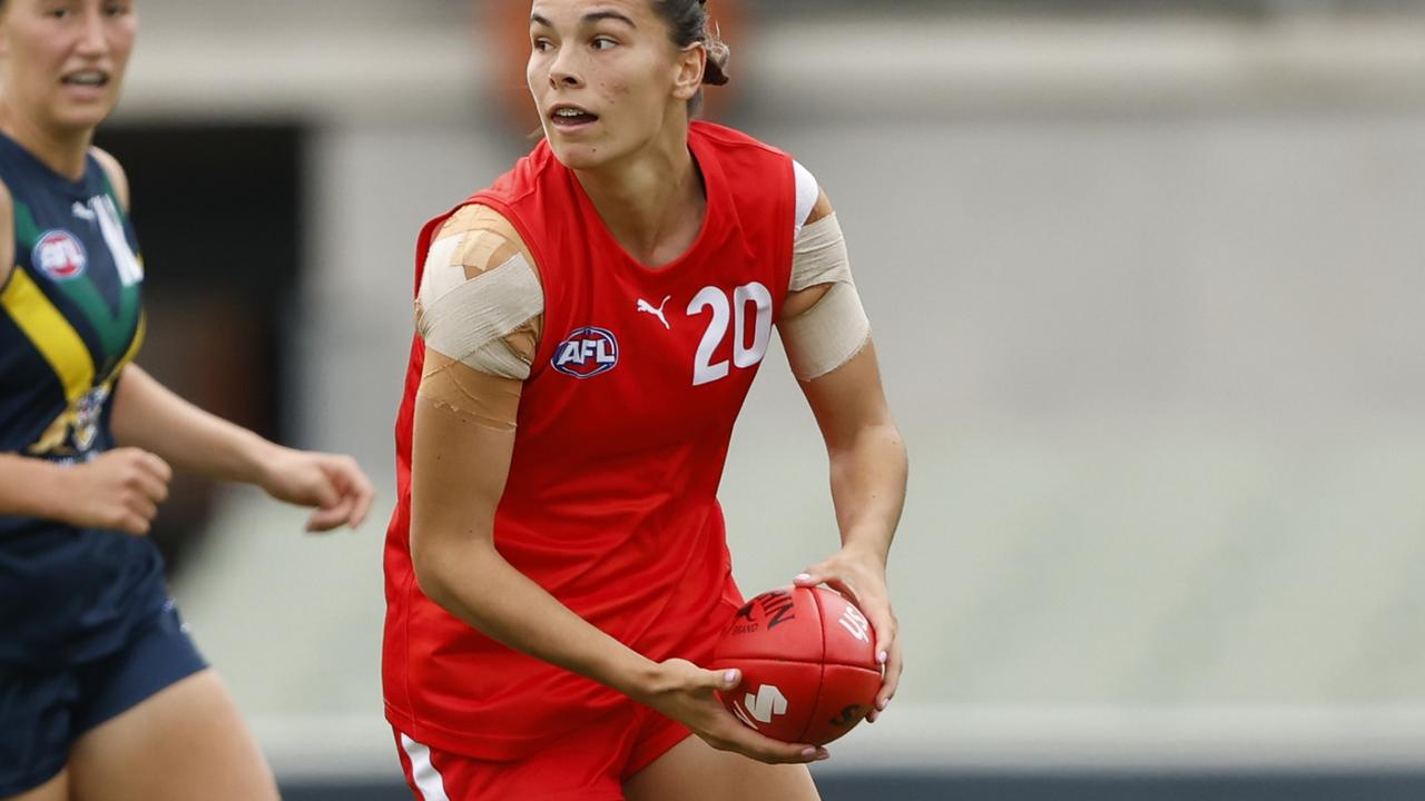 Tunisha Kikoak in action during an under-23 All Stars game. Photo: AFL Photos via Getty Images.