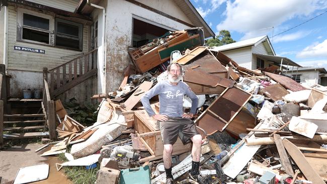 64-year-old Ken Bridge at his home in South Lismore in the aftermath of the devastating floods. Photograph : Jason O'Brien