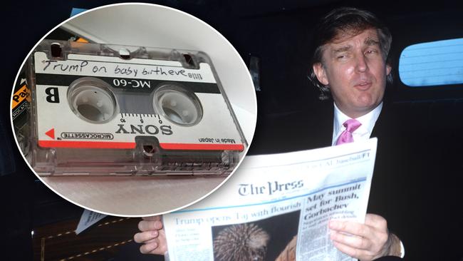 Donald Trump and (inset) the lost tape from 1998. Pictures: Hedley Thomas, File