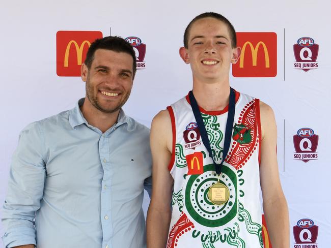 Sam Roberts of Sandgate Hawks won the best on ground award for the Under 15 Boys Div 2 in the SEQJ competition. Picture: Supplied