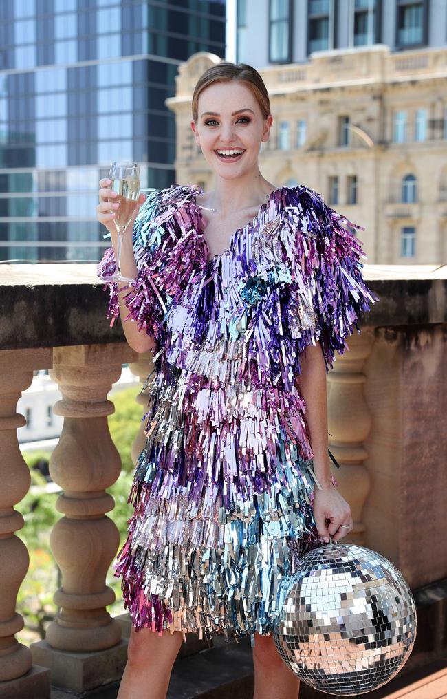 Kirsty Macleod wearing Rachel Burke at Treasury Brisbane for New Year's Eve. Picture: Tara Croser