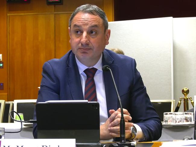 Department of Education Secretary Murat Dizdar appearing before budget estimates in August 2024. Picture: Supplied