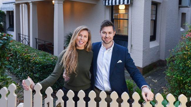 Jade Eley and his wife Julia Terzic outside their Parkside home, which they are now selling. Picture: Brenton Edwards