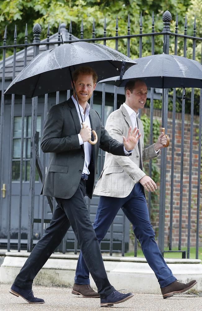 Prince William and Prince Harry attend an event at the memorial garden int Kensington Palace on August 30, 2017. Picture: WPA Pool/Getty Images