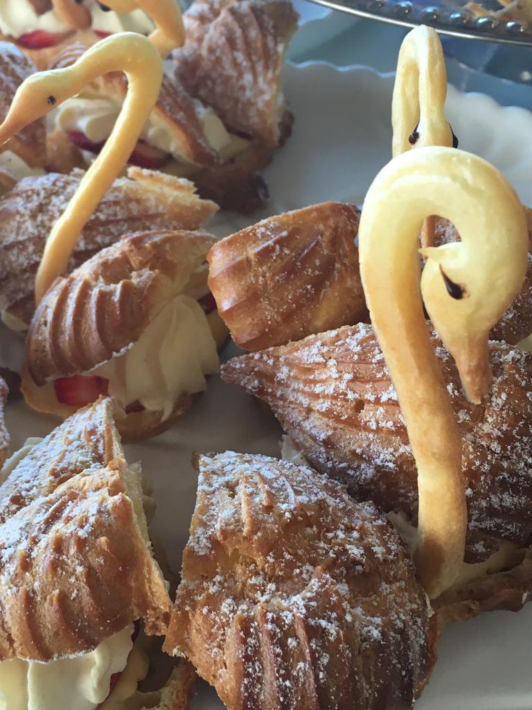 Choux swans served at Hennessy rooftop bar, at the Mayfair Hotel. Picture: Supplied