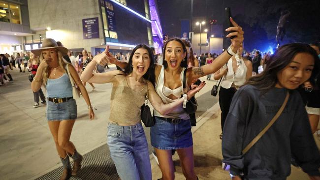 Taylor Swift fans leave the MCG after the first Melbourne concert during her Eras Tour. Picture: Mark Stewart