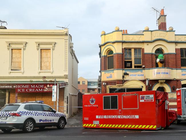 Emergency crews outside Willi Homemade Ice Cream and Acai. Picture: Ian Currie