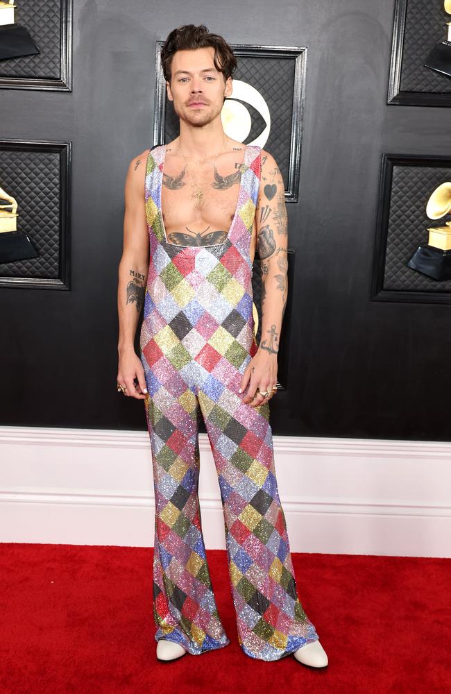 Harry Styles arrives at the Grammys. Picture: Getty Images via AFP)