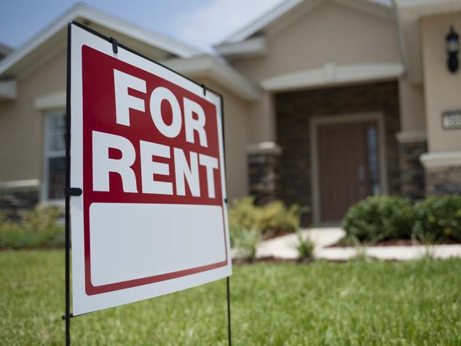 For Rent sign in front of new house