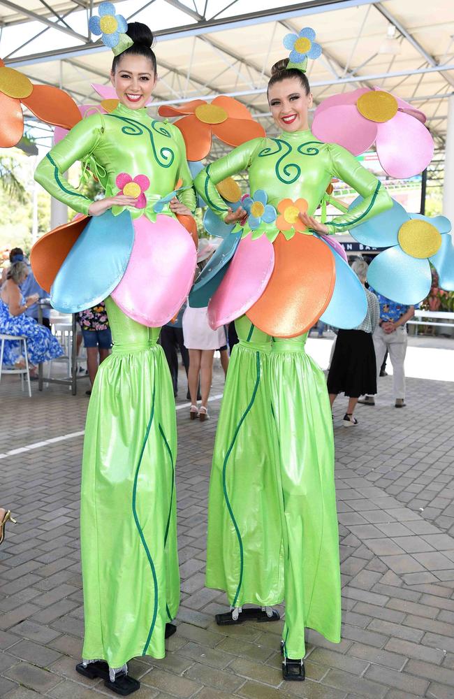 Cherinee Van Der Korput and Milana Lydzbinski out and about at Corbould Park for the Melbourne Cup Race Day in Caloundra. Picture: Patrick Woods.