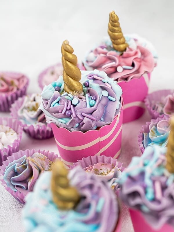 The three elements of a cupcake - the feature, sprinkles and the icing. Supplied: Nathan Bakes