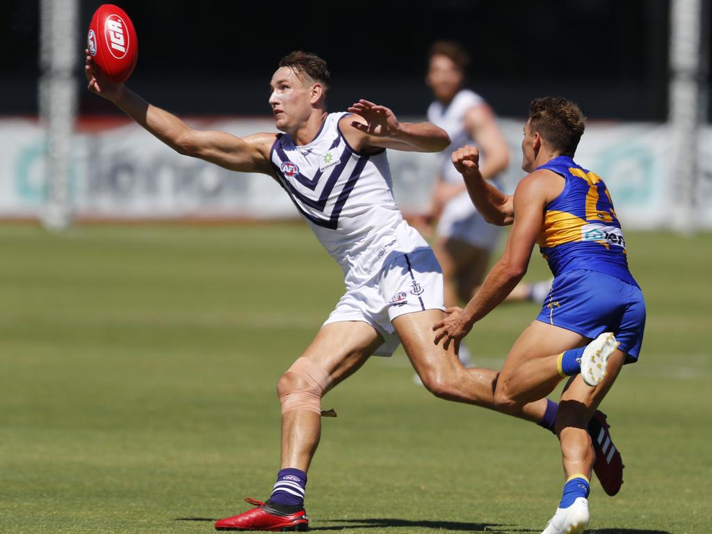 Brennan Cox of the Fremantle Dockers.