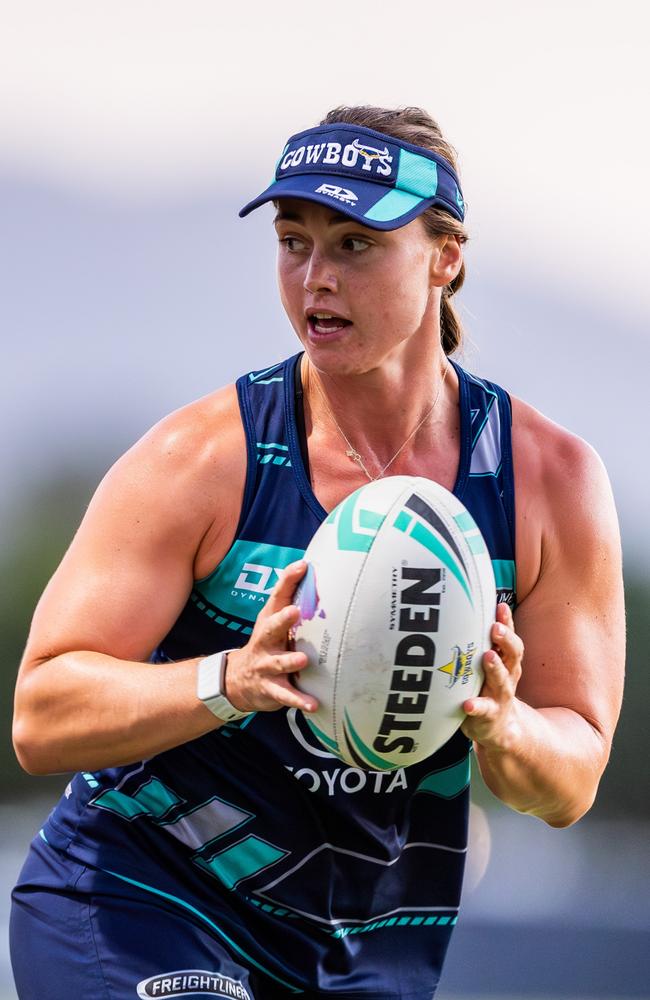 North Queensland recruit and former Australian rugby 7s star Lily Dick is ready to make her dream come true after joining the Cowboys NRLW for pre-season training. Picture: Alix Sweeney / North Queensland Cowboys